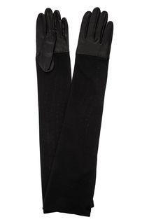Длинные перчатки черного цвета Eleganzza
