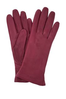 Кожаные перчатки цвета фуксии с шерстяной подкладкой Eleganzza