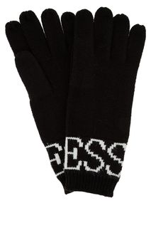 Черные трикотажные перчатки Guess