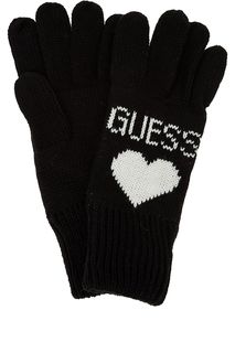 Черные трикотажные перчатки Guess