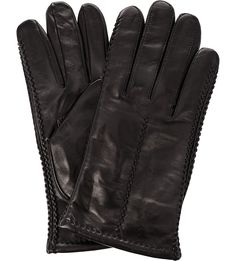 Черные кожаные перчатки Eleganzza