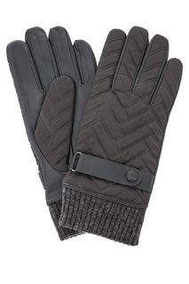Серые кожаные перчатки с текстильными вставками Labbra