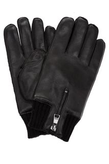 Черные кожаные перчатки с подкладкой из шерсти Karl Lagerfeld