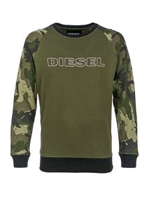 Хлопковый свитшот с камуфляжными вставками Diesel