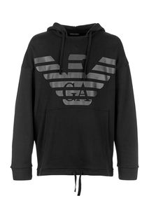 Хлопковая толстовка с монограммой бренда Emporio Armani