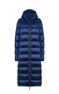 Длинный синий пуховик Parajumpers