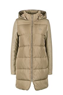 Бежевый пуховик с шерстяными вставками Lacoste