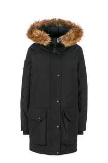 Черный пуховик с меховой отделкой Arctic Explorer