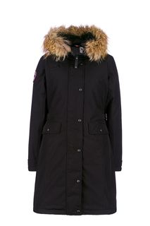 Черный пуховик с меховой отделкой Arctic Explorer