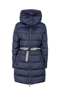 Приталенный синий пуховик с поясом Armani Exchange