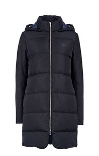 Синий пуховик с шерстяными вставками Lacoste