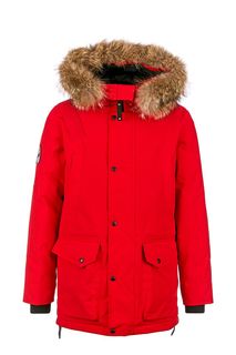 Красный пуховик с меховой отделкой Arctic Explorer