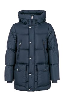 Синий зимний пуховик с капюшоном Woolrich