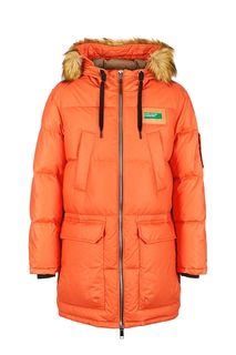 Оранжевый пуховик с карманами United Colors of Benetton
