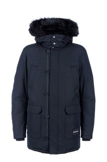 Удлиненный хлопковый пуховик с капюшоном Calvin Klein Jeans