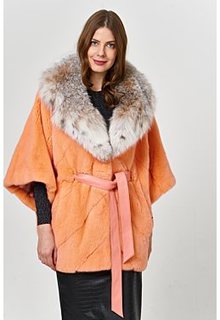 Шуба из аукционного меха норки KOPENHAGEN FUR с отделкой мехом рыси Emfasi Pelle