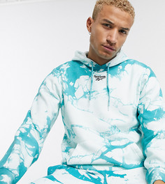 Худи синего цвета с белым принтом та-дай Reebok classics эксклюзивно для asos-Белый