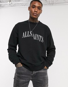 Черный свитшот с круглым вырезом и логотипом AllSaints