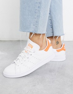 Бело-оранжевые кроссовки adidas Originals Stan Smith-Белый