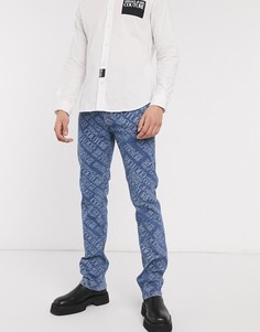 Джинсы скинни со сплошным логотипом Versace Jeans-Синий