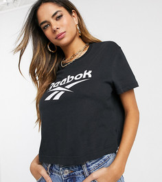 Черный кроп-топ с логотипом Reebok Vector-Фиолетовый