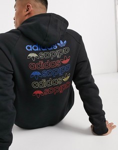 Худи черного цвета с принтом на спине adidas Originals-Черный