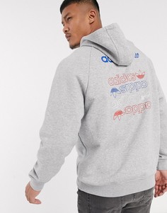 Худи серого цвета с принтом на спине adidas Originals-Серый