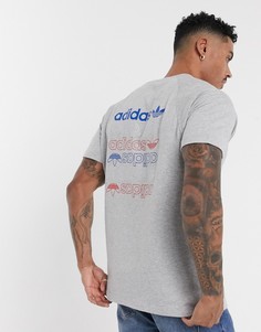 Серая футболка с логотипом-трилистником цвета металлик adidas Originals-Серый