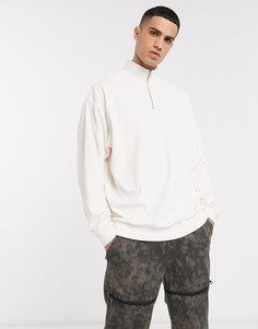 Светлый велюровый свитшот oversized с высоким воротом ASOS DESIGN-Белый