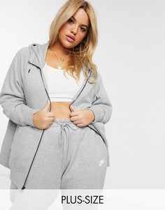 Худи серого цвета на молнии Nike Plus Essentials-Серый