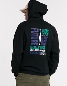 Черное oversize-худи с принтом на спине ASOS DESIGN-Черный