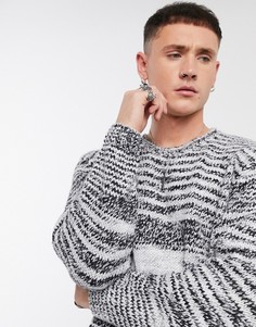 Черно-белый свободный джемпер с овальным вырезом ASOS DESIGN-Черный