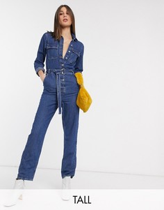 Комбинезон в стиле милитари с поясом Topshop Tall-Синий