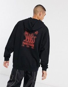 Черное oversize-худи с принтом на спине ASOS DESIGN-Черный