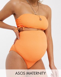 Оранжевые плавки бикини с завышенной талией ASOS DESIGN maternity-Оранжевый