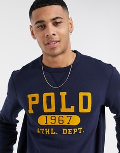 Темно-синий свитшот с логотипом в винтажном стиле Polo Ralph Lauren