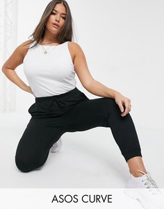 Базовые джоггеры из органического хлопка с завязкой на талии ASOS DESIGN Curve-Черный