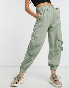Джоггеры с карманами и тесьмой с рисунком \"в елочку\" ASOS DESIGN-Зеленый