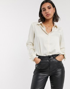 Кремовая рубашка с отделкой на манжетах Vero Moda-Кремовый