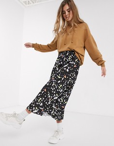 Плиссированная юбка миди с принтом ASOS DESIGN-Мульти