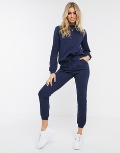 Свитшот и джоггеры с завязкой из органического хлопка ASOS DESIGN-Темно-синий