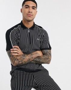 Черное поло в полоску Burton Menswear-Черный