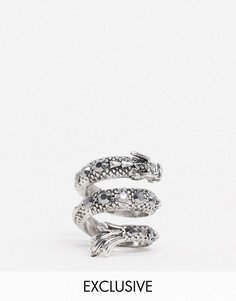 Серебристое кольцо с драконом Reclaimed Vintage inspired эксклюзивно для ASOS-Серебряный