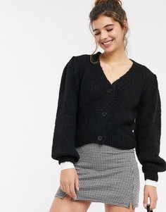 Короткий кардиган с пышными рукавами ASOS DESIGN-Черный