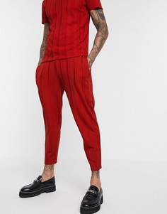 Суженные книзу джоггеры от комплекта в рубчик с полосками по бокам ASOS DESIGN-Красный