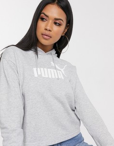 Серый короткий худи Puma Essentials