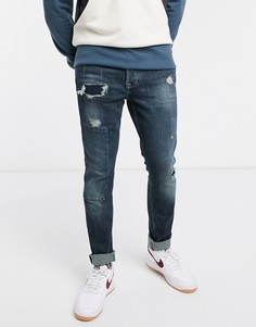 Синие джинсы скинни с нашивкой Topman-Синий