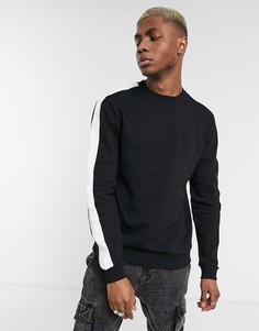 Черный свитшот с полосками ASOS DESIGN