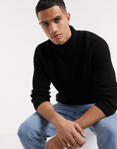 Черная водолазка в рубчик ASOS DESIGN-Черный
