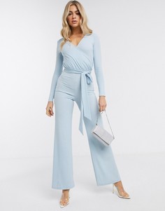 Комбинезон в рубчик с запахом ASOS DESIGN-Красный